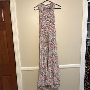 Club Monaco Pink and Gray Sleeveless Maxi Sundress